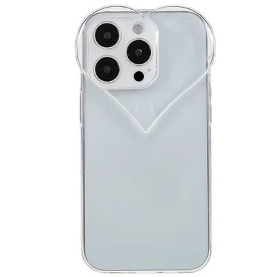 Heart Shaped Camera Protection Phone Cover for iPhone 14 Pro Max, Anti-fingerprint TPU Anti-dust Cell Phone Case - Transparent