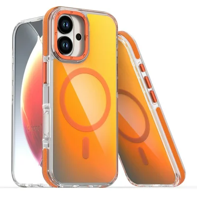 Funda para iPhone 16 Compatible con MagSafe Diseño Bonito Fluorescente TPU Acrílico Funda Trasera - Naranja