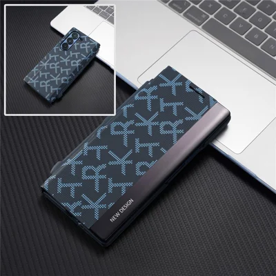 For Samsung Galaxy Z Fold6 5G Case Geometric Pixel Pattern Kickstand Foldable PC Phone Cover with Stylus - Blue