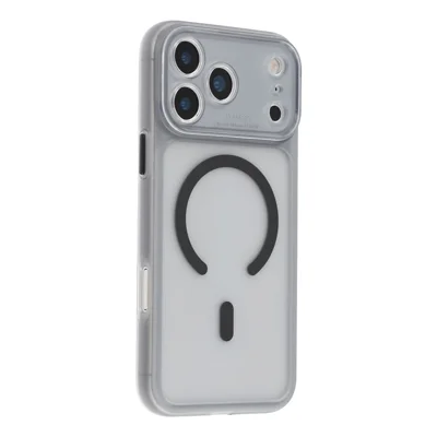iPhone 17 Pro-hoesje met transparante, afneembare camerabehuizing, mat acrylaat hoesje met matte afwerking, compatibel met MagSafe - Transparant Zwart