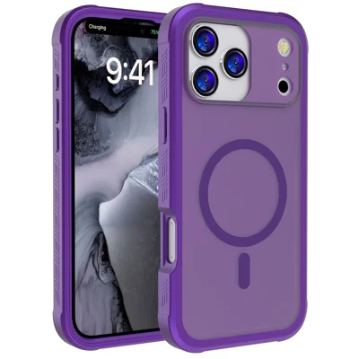 Compra al por mayor para funda iPhone 17 Pro Max compatible con MagSafe, carcasa táctil de TPU + PC con protector de pantalla - morado oscuro