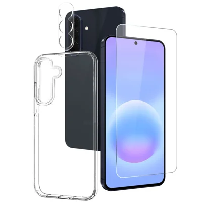 Für Samsung Galaxy A57 5G NORTHJO TPU-Handyhülle-Set mit Frontscheibenschutz + Objektivfolie - Transparent