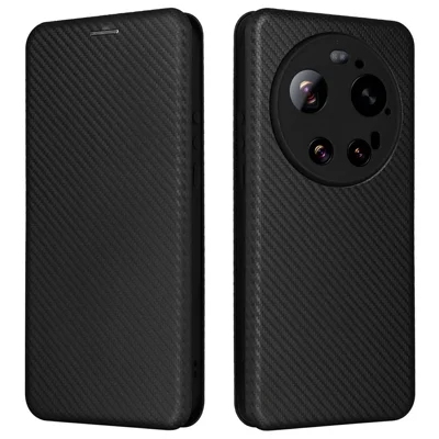 For Xiaomi 17 Ultra 5G Case Carbon Fiber Texture Drop-Proof PU Leather Phone Cover - Black
