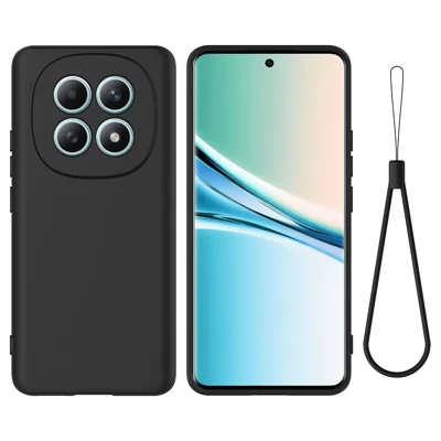 Für Xiaomi Poco M8 5G / Xiaomi Redmi Note 15 5G (Global) Liquid Silicone Case Handy-Rückseite mit Handgelenkband - Schwarz
