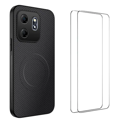 Capa Magnética para Oppo Reno15 Pro 5G (China) / Oppo Reno15 Pro Max 5G (Global) WANLONFENG Série TQ1 Textura de Fibra de Carbono Capa para Telemóvel PC TPU com 2 Películas de Ecrã - Preto