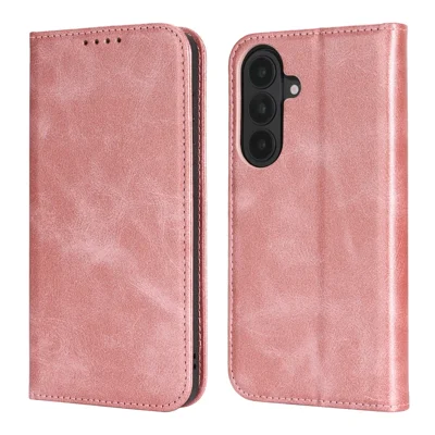 Für Samsung Galaxy S26+ Hülle PU-Leder Kalbsstruktur Magnetverschluss Smartphone-Case - Roségold