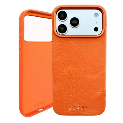 CICI-CITY For iPhone 17 Pro Magnetic Phone Case Velvet Texture IMD PC PU Back Cover - Orange