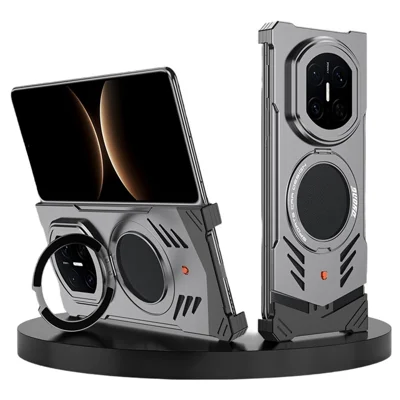 DYONG For Huawei Mate X7 Metal Case Snap-Open Design Heat Dissipation Shockproof Phone Cover - Titanium Grey