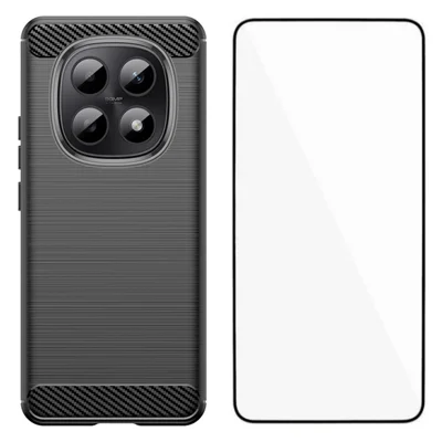 Funda para Xiaomi Redmi Note 15 Pro 5G (Global) con película de pantalla WANLONFENG Serie LS, gran orificio para lente, textura mate, carcasa de TPU - Negro