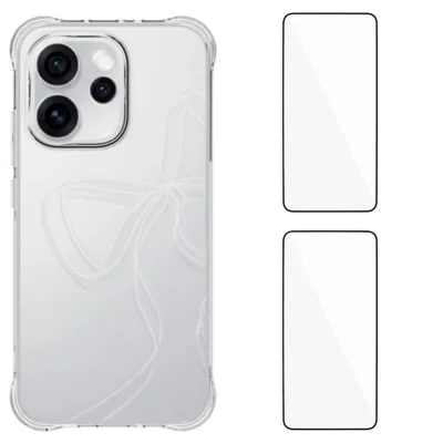 Capa TPU para Oppo Reno15 5G (China) / Oppo Reno15 Pro 5G (Global) WANLONFENG Série WL2 Capa para Telemóvel 2,0 mm com 2 Películas de Vidro Temperado - Transparente