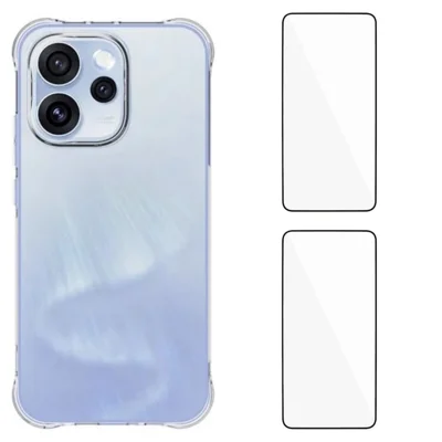 Capa TPU para Oppo Reno15 Pro 5G (China) / Oppo Reno15 Pro Max 5G (Global) WANLONFENG Série WL2, Capa para Telemóvel 2,0 mm com 2 Películas de Vidro Temperado - Transparente