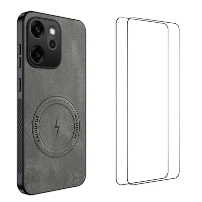 Capa Magnética para Oppo Reno15 Pro 5G (China) / Oppo Reno15 Pro Max 5G (Global) WANLONFENG Série SD Textura Nappa Capa para Telemóvel em PC TPU com 2 Películas de Ecrã - Cinzento