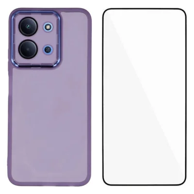 Für Xiaomi Poco C85 4G (171 mm) / Xiaomi Redmi 15C 4G (Global) (171 mm) TPU-Hülle WANLONFENG DKSM-Serie, elektroplattierte Rahmen-Rückseite mit gehärtetem Glas – Lila