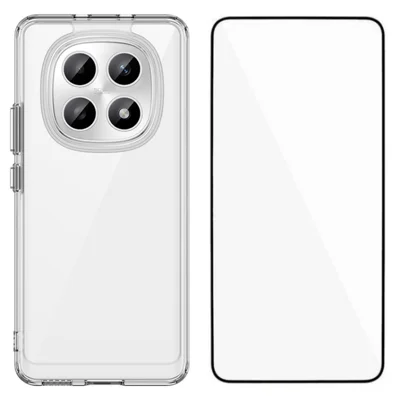 Coque pour Xiaomi Poco M8 Pro 5G / Xiaomi Redmi Note 15 Pro+ 5G (Global) WANLONFENG Série MF, housse transparente en TPU et acrylique avec film en verre trempé - Transparent