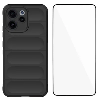 Capa TPU para Oppo Reno15 Pro 5G (China) / Oppo Reno15 Pro Max 5G (Global) WANLONFENG Série HD, Capa Antiderrapante com Vidro Temperado - Preto