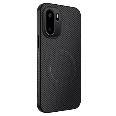 WANLONFENG For OnePlus Ace 6T 5G / OnePlus 15R 5G / OnePlus Ace 6 5G Magnetic Case  TQ Series Carbon Fiber Texture PC TPU Phone Cover - Black
