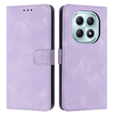 Voor Xiaomi Redmi Note 15 4G (Global) Hoesje Effen Kleur Lederen Portemonnee Beschermlaag - Paars