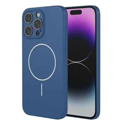 For iPhone 15 Pro Max Magnetic Case Anti Drop Soft TPU Phone Back Cover Compatible with MagSafe - Blue