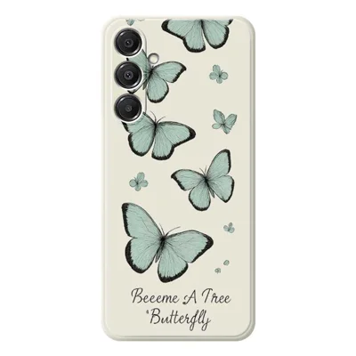 For Samsung Galaxy S26+ Case Groen Vlinderpatroon Rechte Rand TPU Telefoonhoesje - Beige