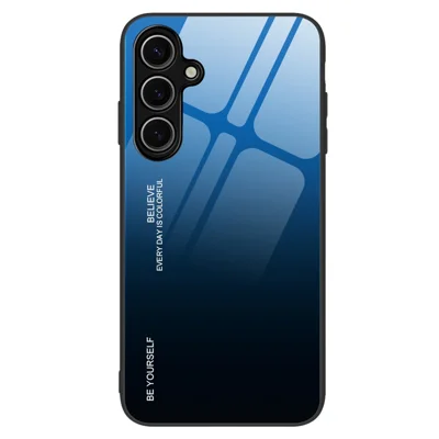 Für Samsung Galaxy S26+ Hülle, Verlaufsfarbe, Panzerglas + TPU-Handyhülle - Blau / Schwarz
