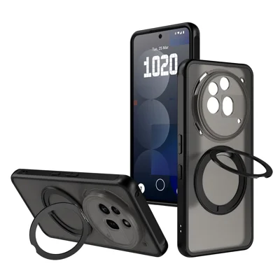 For Nothing Phone (3a) Pro Bulk Purchasing  Magnetic Case Rotating Kickstand Anti Drop PC + TPU Phone Cover - Black