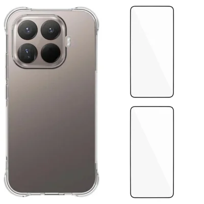 WANLONFENG For Xiaomi 17T TPU Case  WL2 Series 2.0mm Phone Cover with 2Pcs Tempered Glass Films - Transparent