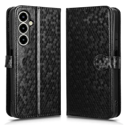 Für ZTE nubia V80 Max 4G Brieftaschenhülle mit Punkt-Musterprägung aus PU-Leder mit Handschlaufe - Schwarz