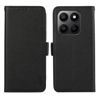 ABEEL Leather Case For Honor X7d 5G  /  X7d 4G  /  400 Smart 4G  /  400 Smart 5G Litchi Texture RFID Blocking Phone Cover - Black
