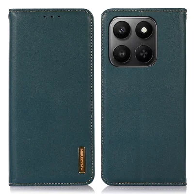 KHAZNEH Genuine Cow Leather Case for Honor 400 Smart 4G / 400 Smart 5G / X7d 5G / X7d 4G Wallet Phone Cover Nappa Texture - Green