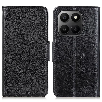 Coque portefeuille pour Honor X7d 5G / X7d 4G / 400 Smart 4G / 400 Smart 5G, housse en cuir synthétique texture Nappa - Noir