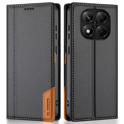N.BEKUS P3 For Xiaomi Redmi Note 15 Pro+ 5G (Global)  /  Poco M8 Pro 5G Case RFID Blocking Wallet Stand PU Leather Flip Phone Cover - Black