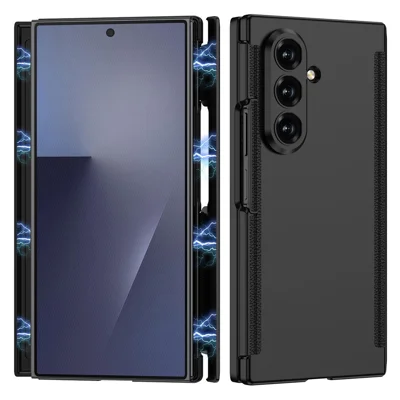 GKK Für Samsung Galaxy Z TriFold 5G Hülle mit gehärtetem Glas Frontschutzfolie, doppeltem magnetischem Scharnier, Hart-PC, faltbare Handyhülle - Schwarz
