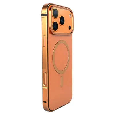 Funda magnética de aleación de aluminio para iPhone 17 Pro Max, compatible con MagSafe, funda protectora contra golpes - Naranja