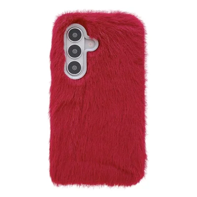 For Samsung Galaxy S26+ Phone Case Soft Plush Fuzzy Fur TPU Protective Cover - Red