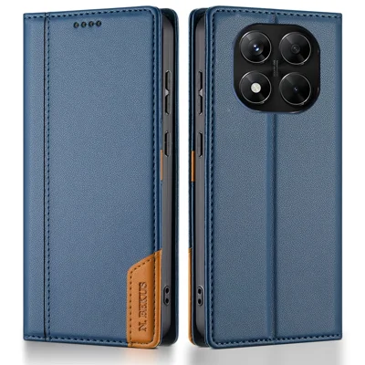 N.BEKUS P3 til Xiaomi Redmi Note 15 Pro 5G (Global) Case med RFID-blokerende wallet-stativ i blåt PU-læder - Flip telefontilbehør
