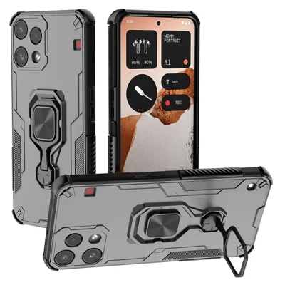 For Nothing Phone (3a) Lite 5G Case Rotatable Ring Kickstand PC + TPU Shockproof Phone Cover - Black