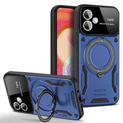 For Samsung Galaxy A08 5G / A08 4G / A07 4G / A07s 4G Case Rotating Magnetic Kickstand PC + TPU Phone Cover - Blue