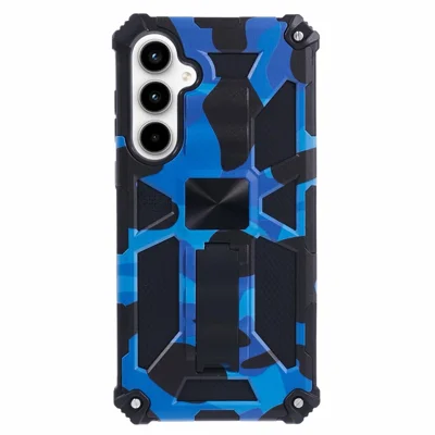 For Samsung Galaxy A57 5G Case Kickstand PC+TPU Camouflage Military Grade Phone Cover - Camouflage Blue