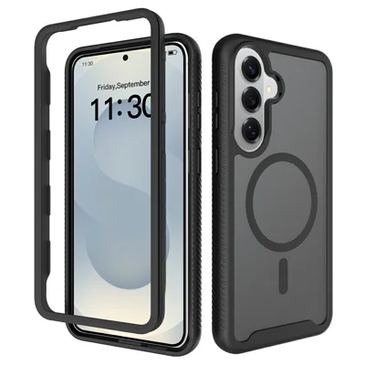 For Samsung Galaxy S26+ Magnetic Phone Case Detachable 2 in 1 Translucent Matte PC TPU Back Cover - Black