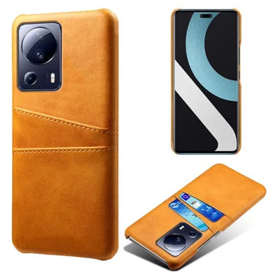 Capa de Telemóvel Anti-risco para Xiaomi Civi 2 5G / 12 Lite NE 5G, Capa de Telemóvel em PC Revestida a Pele PU com Dupla Ranhura para Cartões - Laranja