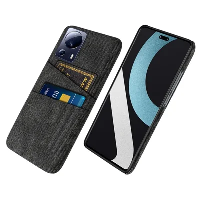 Para Xiaomi Civi 2 5G / 12 Lite NE 5G Capa Protetora de PC Rígida Anti-Arranhões com Textura de Tecido e Slots para Cartões - Preta