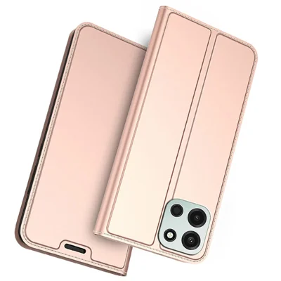 Voor OnePlus Turbo 6 5G Hoesje PU Leren Telefoonhoes met Kaarthouder en Stand - Roze Goud