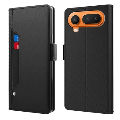 Étui pour Honor Magic8 Pro Air 5G, housse rabattable magnétique en PU+TPU avec support - Noir