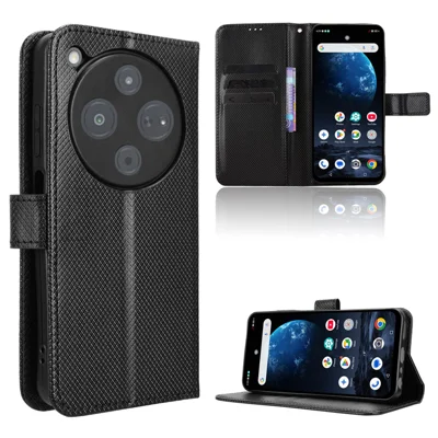 Ledertasche für Optus X Pro 2 5G / ZTE Nubia P9 Pro 5G mit Bügel und Diamant-Textur, Handyhülle - Schwarz