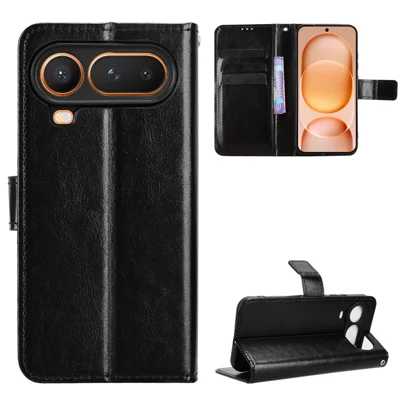 Étui en cuir PU pour Honor Magic8 Pro Air 5G avec sangle, motif cheval sauvage, étui portefeuille pour téléphone - Noir
