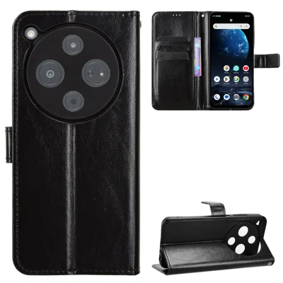 Für Optus X Pro 2 5G / ZTE Nubia P9 Pro 5G PU-Lederhülle mit Strap Crazy-Horse-Textur Telefonmappe – Schwarz