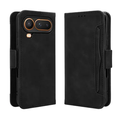 Étui en cuir pour Honor Magic8 Pro Air 5G, étui portefeuille avec plusieurs fentes pour cartes - Noir