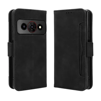 Capa Carteira para Telemóvel em Pele para Optus X Value 5G / ZTE Nubia P7 Pro 5G com Múltiplos Espaços para Cartões - Preto