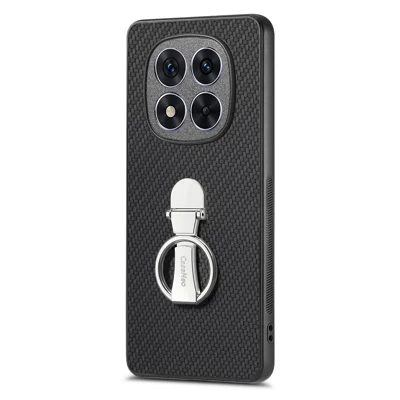 CASENEO C1-19 for Xiaomi Redmi Note 15 Pro+ 5G (Global) Case Folding Kickstand Leather Back Cover Carbon Fiber Texture - Black