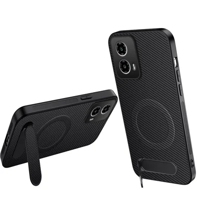 För Motorola Moto G45 5G / Motorola Moto G34 5G Magnetisk Skal WANLONFENG QT-serien Vinklingsstöd Kollebrädetstruktur PC TPU Mobilskal - Svart